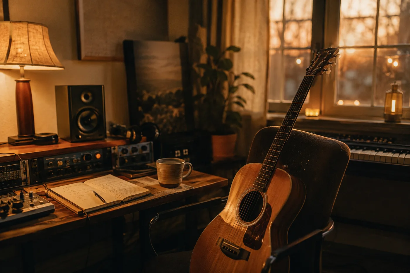 A warm little music studio corner